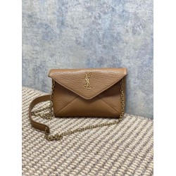 Special Grade Replica YSL Saint Laurent Mini Calypso Classic Crossbody Bag with Chain, Brown Clone Sale