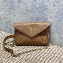 Special Grade Replica YSL Saint Laurent Mini Calypso Classic Crossbody Bag with Chain, Brown Clone Sale