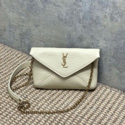 Special Grade Replica YSL Saint Laurent Mini Calypso Classic Crossbody Bag with Chain, Beige Clone Sale
