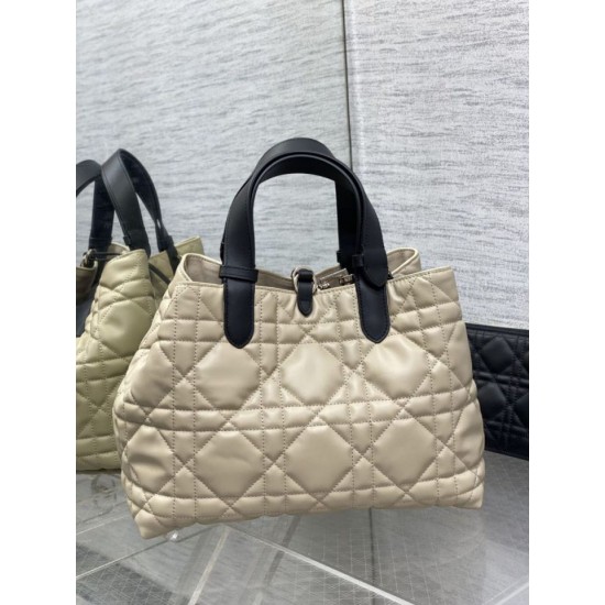 Special Grade Replica Dior Toujours Small/Medium/Large Tote Bag in Macrocannage Calfskin, Powder Beige Clone Sale