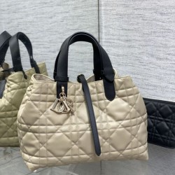 Special Grade Replica Dior Toujours Small/Medium/Large Tote Bag in Macrocannage Calfskin, Powder Beige Clone Sale