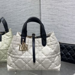 Special Grade Replica Dior Toujours Small/Medium/Large Tote Bags in Macrocannage Calfskin, White Clone Sale