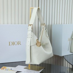 Special Grade Replica Dior Voyage Small/Medium Flat Hobo Bag in Macrocannage White Clone Sale
