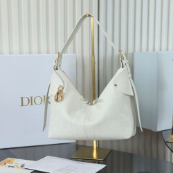 Special Grade Replica Dior Voyage Small/Medium Flat Hobo Bag in Macrocannage White Clone Sale