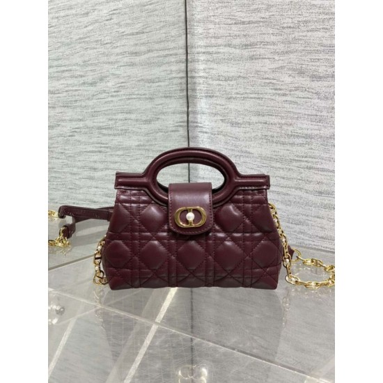 Best Replica Dior Jolie Top Handle Mini Cannage Chain Bag in Burgundy Fake At Cheap Price Special Grade Replica Dior Jolie Top Handle Mini Cannage Chain Bag in Burgundy Clone Sale