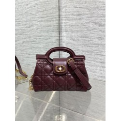 Special Grade Replica Dior Jolie Top Handle Mini Cannage Chain Bag in Burgundy Clone Sale