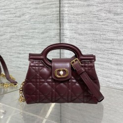 Special Grade Replica Dior Jolie Top Handle Mini Cannage Chain Bag in Burgundy Clone Sale