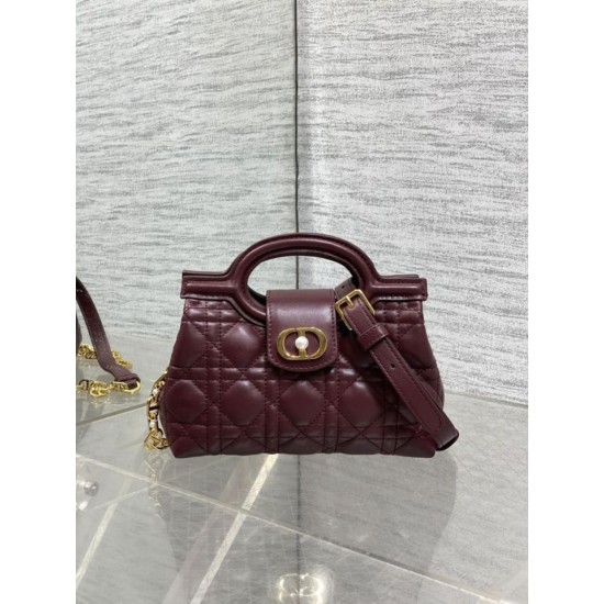 Best Replica Dior Jolie Top Handle Mini Cannage Chain Bag in Burgundy Fake At Cheap Price Special Grade Replica Dior Jolie Top Handle Mini Cannage Chain Bag in Burgundy Clone Sale