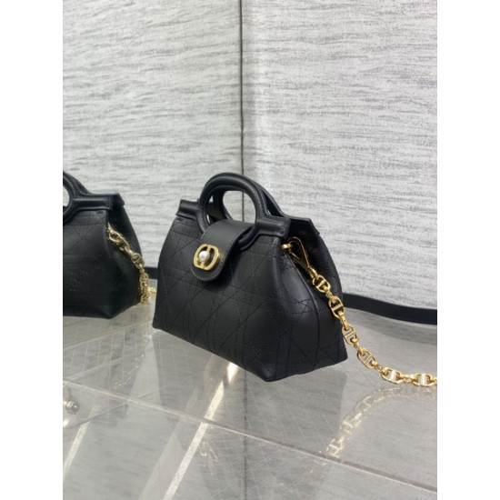 Special Grade Replica Dior Jolie Top Handle Mini Chain Handbag in Black Clone Sale