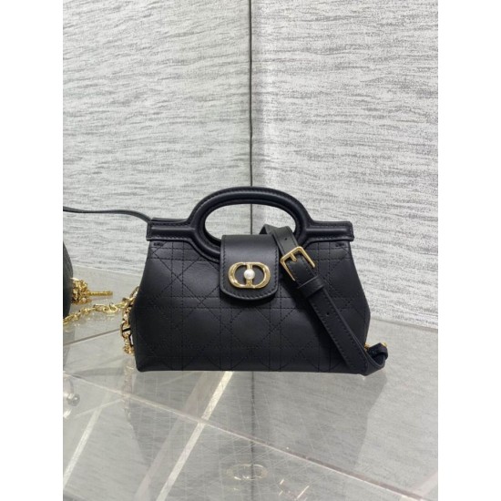 Special Grade Replica Dior Jolie Top Handle Mini Chain Handbag in Black Clone Sale