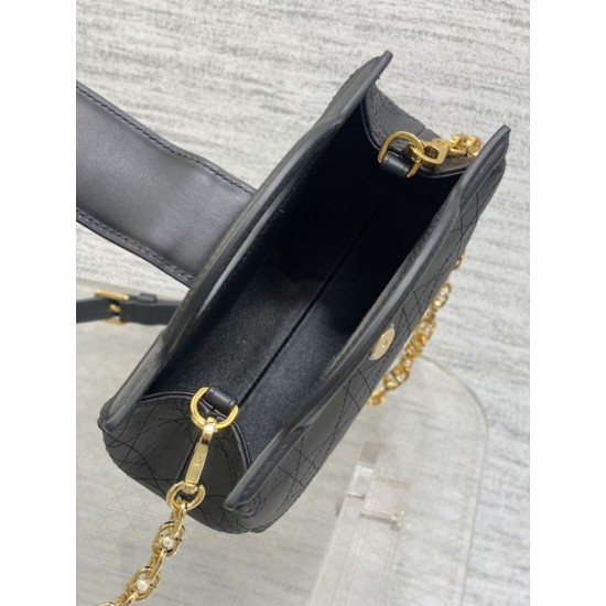 Special Grade Replica Dior Jolie Top Handle Mini Chain Handbag in Black Clone Sale