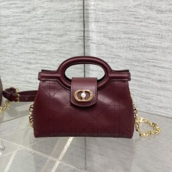 Special Grade Replica Dior Jolie Top Handle Mini Chain Handbag Burgundy Clone Sale