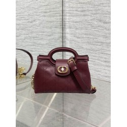 Special Grade Replica Dior Jolie Top Handle Mini Chain Handbag Burgundy Clone Sale