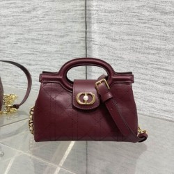 Special Grade Replica Dior Jolie Top Handle Mini Chain Handbag Burgundy Clone Sale