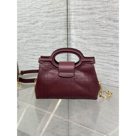 Special Grade Replica Dior Jolie Top Handle Mini Chain Handbag Burgundy Clone Sale