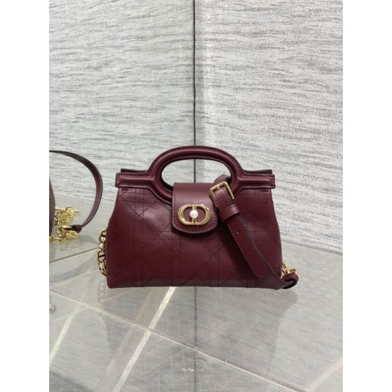 Special Grade Replica Dior Jolie Top Handle Mini Chain Handbag Burgundy Clone Sale