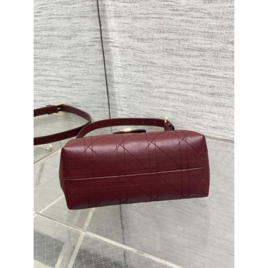 Special Grade Replica Dior Jolie Top Handle Mini Chain Handbag Burgundy Clone Sale
