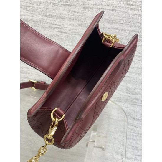 Special Grade Replica Dior Jolie Top Handle Mini Chain Handbag Burgundy Clone Sale