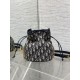 Special Grade Replica Dior 30 Montaigne Mini Dior Oblique Jacquard Drawstring Bucket Bag, Blue Clone Sale