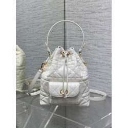 Special Grade Replica Dior Small Dior Caro Latte Macrocannage Bucket Bag, White Clone Sale