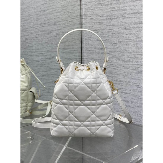 Best Replica Dior Small Dior Caro Latte Macrocannage Bucket Bag, White Fake At Cheap Price Special Grade Replica Dior Small Dior Caro Latte Macrocannage Bucket Bag, White Clone Sale