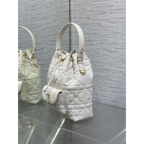 Best Replica Dior Small Dior Caro Latte Macrocannage Bucket Bag, White Fake At Cheap Price Special Grade Replica Dior Small Dior Caro Latte Macrocannage Bucket Bag, White Clone Sale