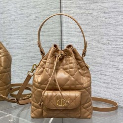 Special Grade Replica Dior Small Dior Caro Latte Macrocannage Bucket Bag, Brown Clone Sale