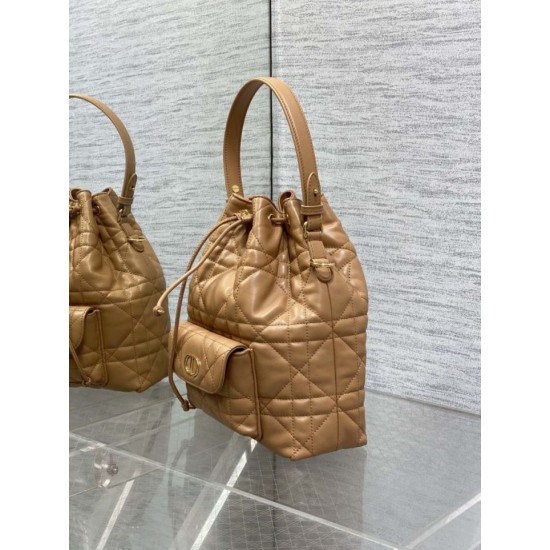 Best Replica Dior Small Dior Caro Latte Macrocannage Bucket Bag, Brown Fake At Cheap Price Special Grade Replica Dior Small Dior Caro Latte Macrocannage Bucket Bag, Brown Clone Sale