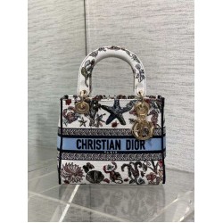 Best Replica Dior Medium Lady D-Lite Bag with Constellation Embroidery, Blue/White Fake At Cheap Price Special Grade Replica Dior Medium Lady D-Lite Bag with Constellation Embroidery, Blue/White Clone Sale