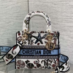 Special Grade Replica Dior Medium Lady D-Lite Bag with Constellation Embroidery, Blue/White Clone Sale