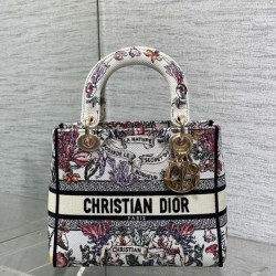 Special Grade Replica Dior Medium Lady D-Lite Bag with Multicolored Floral Embroidery Clone Sale