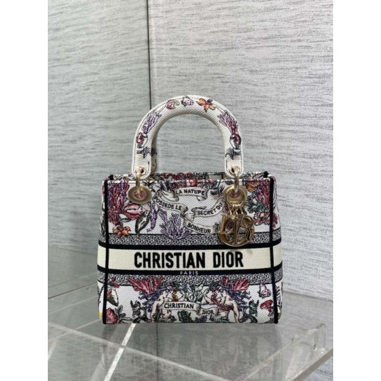 Special Grade Replica Dior Medium Lady D-Lite Bag with Multicolored Floral Embroidery Clone Sale
