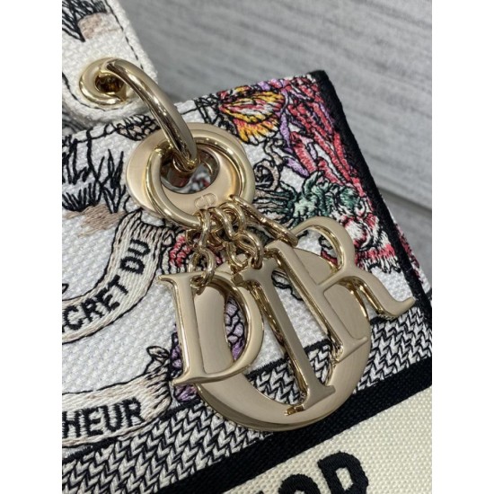 Special Grade Replica Dior Medium Lady D-Lite Bag with Multicolored Floral Embroidery Clone Sale