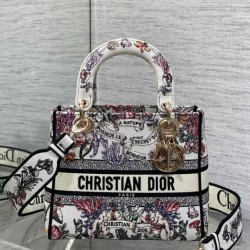 Special Grade Replica Dior Medium Lady D-Lite Bag with Multicolored Floral Embroidery Clone Sale