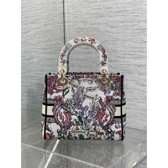 Special Grade Replica Dior Medium Lady D-Lite Bag with Multicolored Floral Embroidery Clone Sale