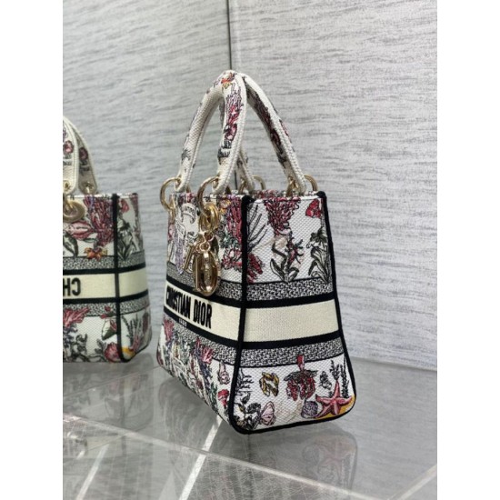 Special Grade Replica Dior Medium Lady D-Lite Bag with Multicolored Floral Embroidery Clone Sale
