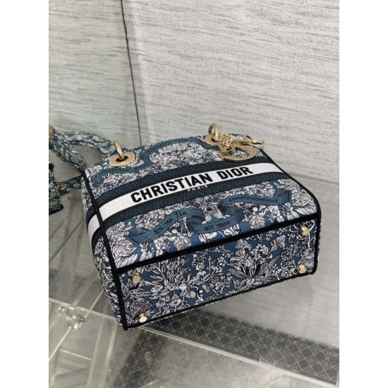 Best Replica Dior Medium Lady D-Lite Bag with Toile de Jouy Embroidery, Blue/White Fake At Cheap Price Special Grade Replica Dior Medium Lady D-Lite Bag with Toile de Jouy Embroidery, Blue/White Clone Sale
