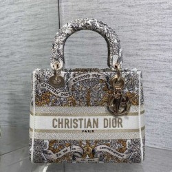 Special Grade Replica Christian Dior Medium Lady D-Lite Bag with Embroidered Milk Motif Clone Sale