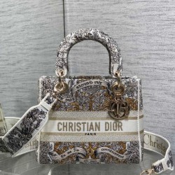 Special Grade Replica Christian Dior Medium Lady D-Lite Bag with Embroidered Milk Motif Clone Sale