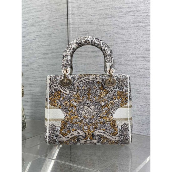 Best Replica Christian Dior Medium Lady D-Lite Bag with Embroidered Milk Motif Fake At Cheap Price Special Grade Replica Christian Dior Medium Lady D-Lite Bag with Embroidered Milk Motif Clone Sale