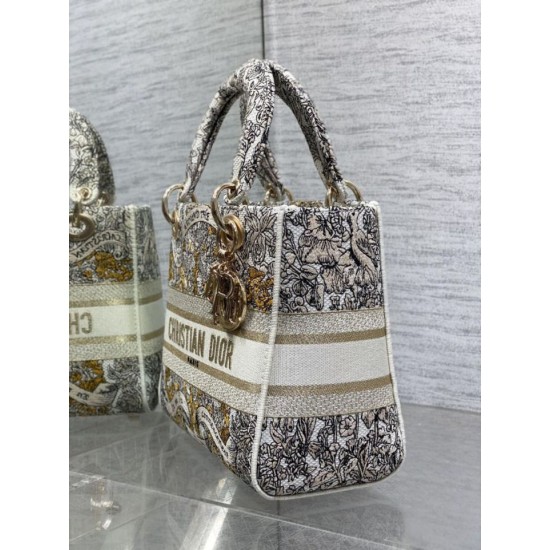 Best Replica Christian Dior Medium Lady D-Lite Bag with Embroidered Milk Motif Fake At Cheap Price Special Grade Replica Christian Dior Medium Lady D-Lite Bag with Embroidered Milk Motif Clone Sale