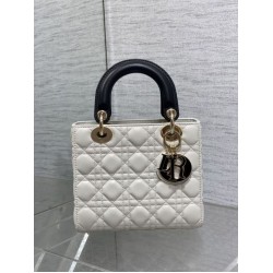 Special Grade Replica Dior Lady Dior My ABCDior Small Top Handle Bag, Black/White Clone Sale