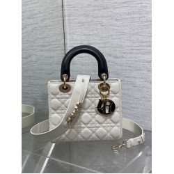 Special Grade Replica Dior Lady Dior My ABCDior Small Top Handle Bag, Black/White Clone Sale
