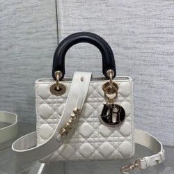 Special Grade Replica Dior Lady Dior My ABCDior Small Top Handle Bag, Black/White Clone Sale