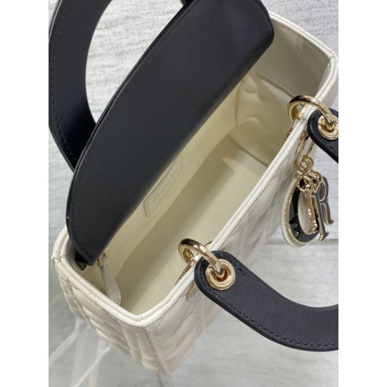 Special Grade Replica Dior Lady Dior My ABCDior Small Top Handle Bag, Black/White Clone Sale