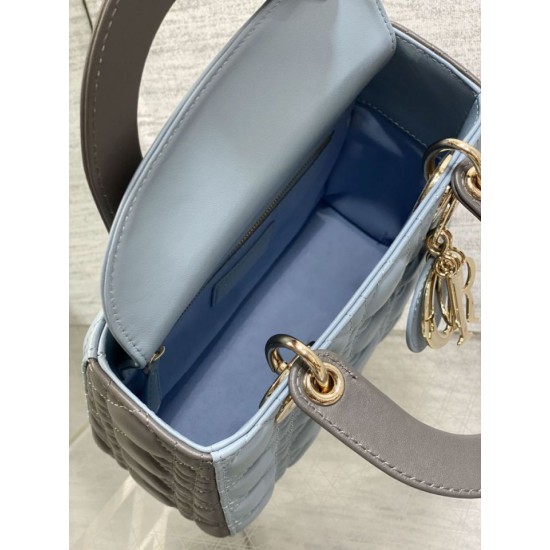 Special Grade Replica Dior Lady Dior My ABCDior Small Top Handle Bag, Blue/Gray Clone Sale