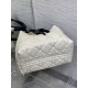 Special Grade Replica Dior Toujours Medium Macrocannage Bag, White/Black Clone Sale
