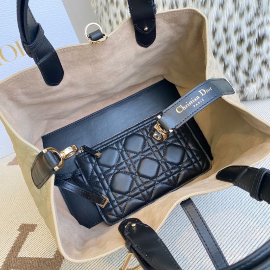 Special Grade Replica Dior Toujours Medium Macrocannage Bag, Light Blue/Black Clone Sale