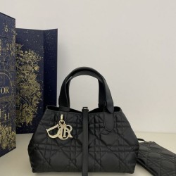 Special Grade Replica Dior Toujours Mini Macrocannage Tote Bag in Black Clone Sale