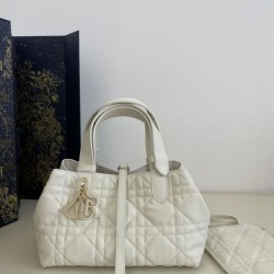Special Grade Replica Dior Toujours Mini Macrocannage Tote Bag in White Clone Sale